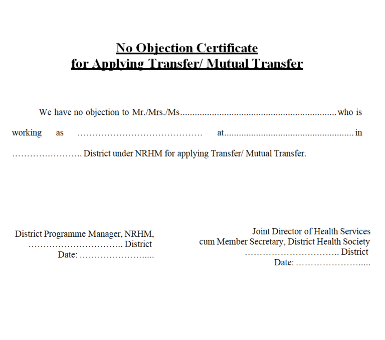 Editable No Objection Certificate Noc Formats In Word Day To