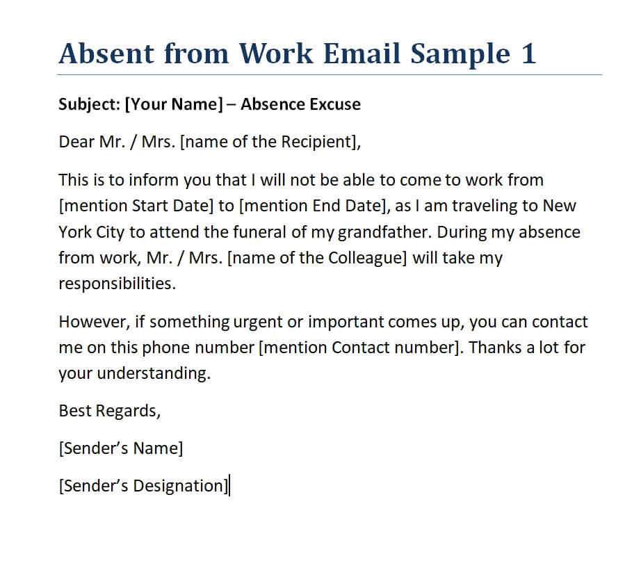 how to write a report for being absent from work