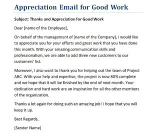 Appreciation Email for Good Work Template [in WORD & PDF] - Day To Day ...