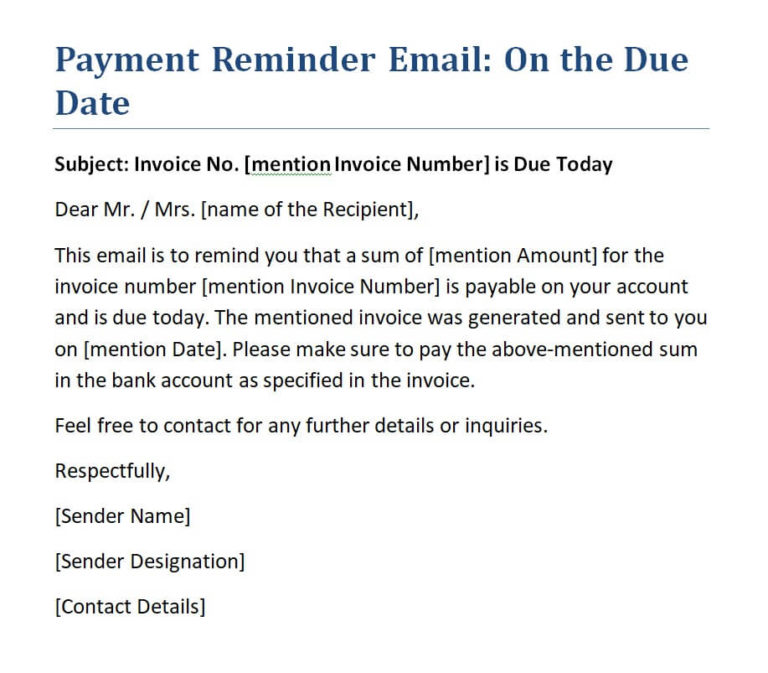 Payment Reminder Email Templates and Samples [DOC & PDF] Day To Day Email