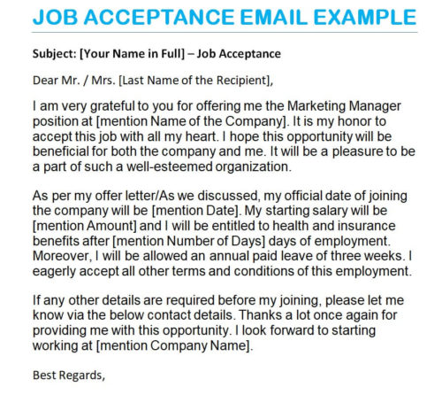 Official Job Acceptance Email Template + Tips for Writing One - Day To ...