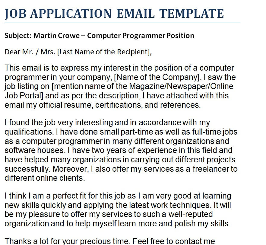 A Perfect Job Application Email With Free Sample And Template Day To