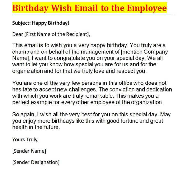 5+ Best Happy Birthday Email Templates (doc) - Day To Day Email