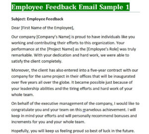 Employee Feedback Email Samples [in WORD & PDF] - Day To Day Email