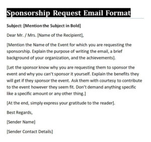 Sample Sponsorship Request Email Templates & Formats - Day To Day Email