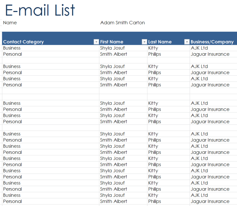 15+ FREE Email List Templates & Formats [in WORD & EXCEL] Day To Day