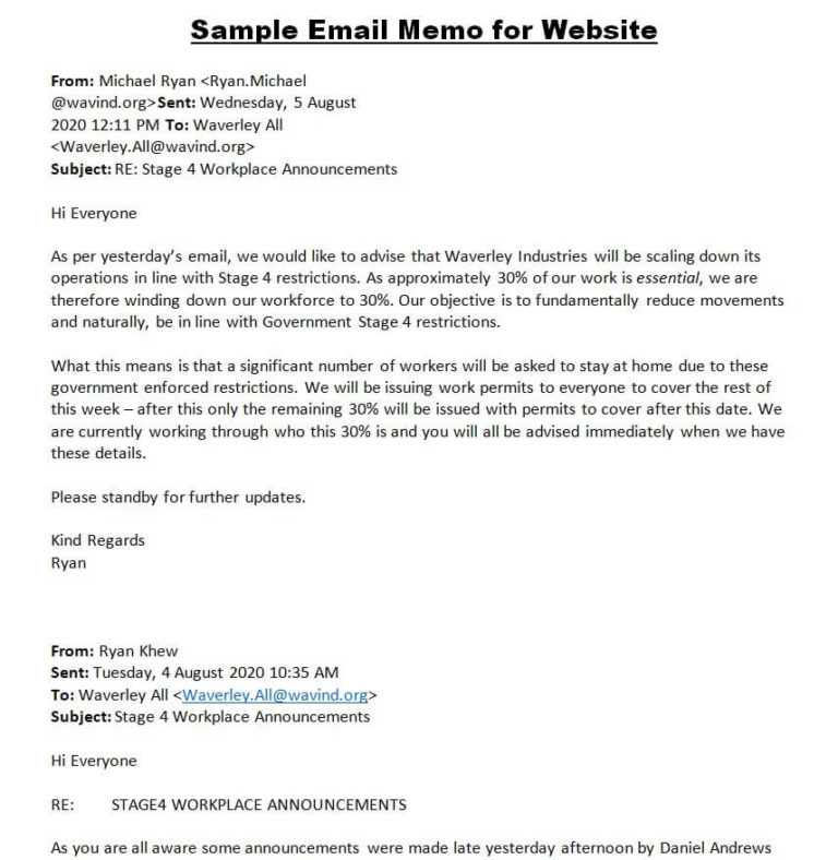 8+ Professional Email Memo Templates & Tips for Writing One - Day To ...