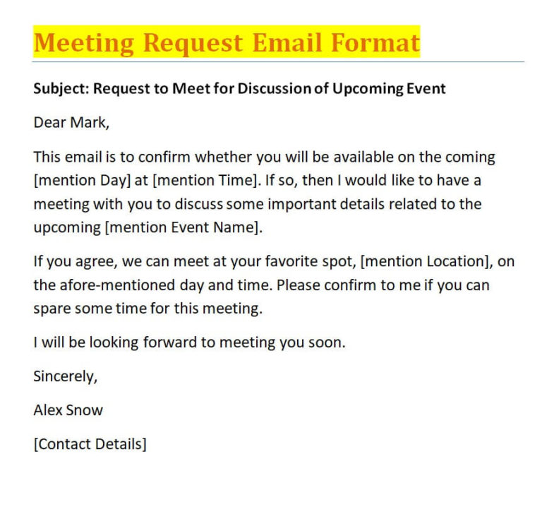 BEST Meeting Request Email Templates & Samples - Day To Day Email