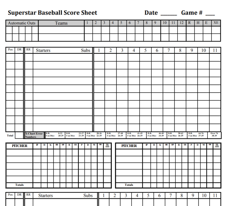 Download 26 BEST Baseball Scoresheet Templates [PDF, EXCEL, WORD] - Day ...