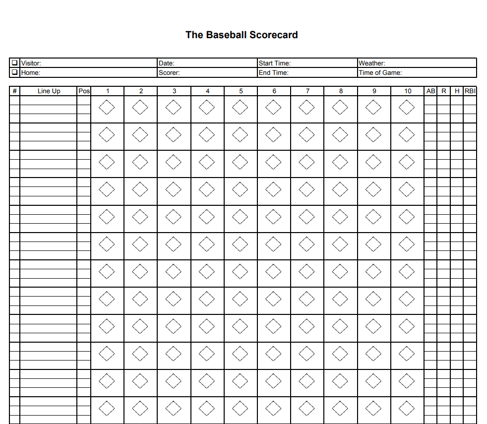 Download 26 BEST Baseball Scoresheet Templates [PDF, EXCEL, WORD] - Day ...