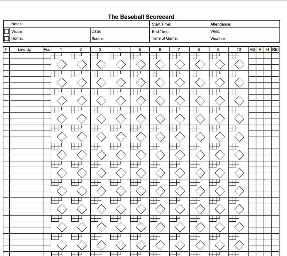 Download 26 BEST Baseball Scoresheet Templates [PDF, EXCEL, WORD] - Day ...