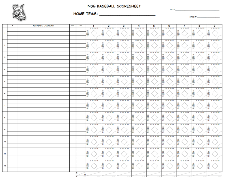 Download 26 BEST Baseball Scoresheet Templates [PDF, EXCEL, WORD] - Day ...