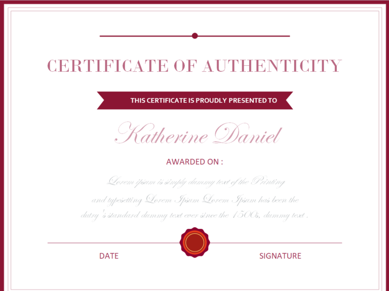 38 BEST Certificate of Authenticity Templates [WORD & PDF] Day To Day