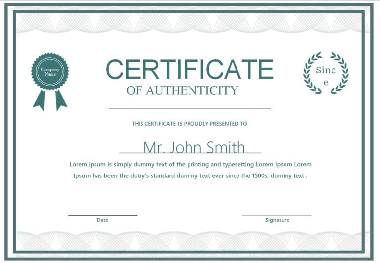 38 BEST Certificate of Authenticity Templates [WORD & PDF] - Day To Day ...