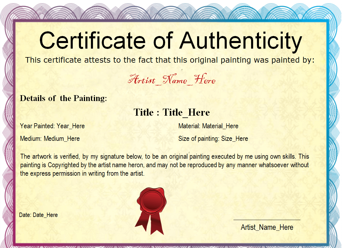 38 BEST Certificate of Authenticity Templates [WORD & PDF] - Day To Day ...