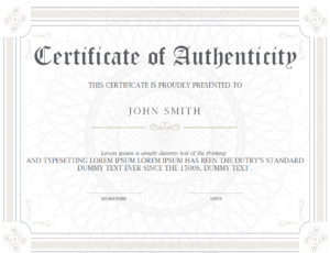 38 BEST Certificate of Authenticity Templates [WORD & PDF] - Day To Day ...