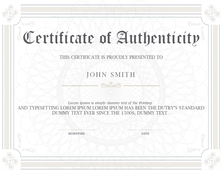 38 BEST Certificate of Authenticity Templates [WORD & PDF] - Day To Day ...