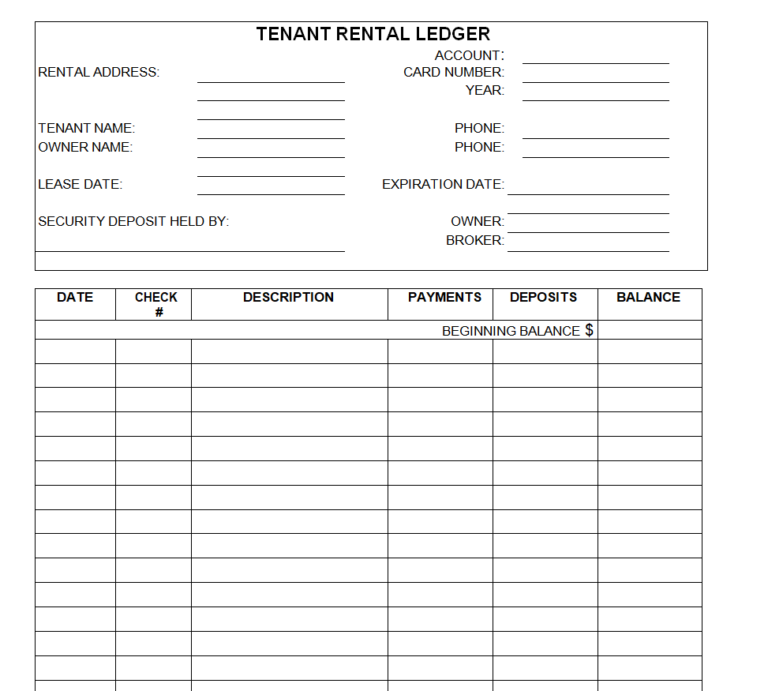 28+ Customizable Rental Ledger Templates (EXCEL & WORD) - Day To Day Email