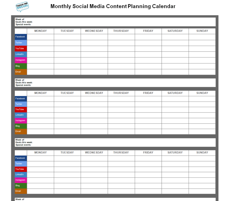 19+ FREE Social Media Content Calendar Templates & Examples - Day To ...