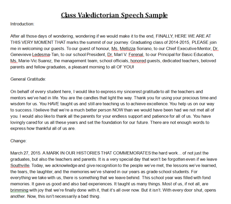 sample valedictory speech for conference