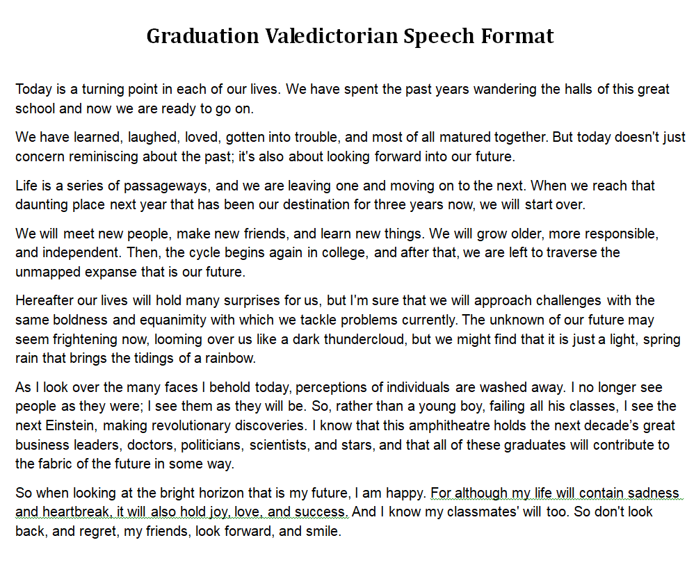 14 Perfect Valedictorian Speech Examples In MS WORD Day To Day Email