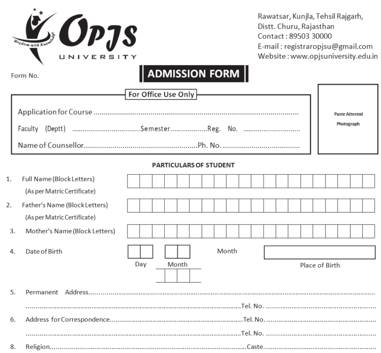 57 Sample Admission Form Templates In MS WORD Day To Day Email