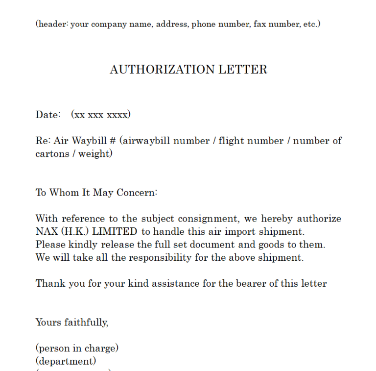 39 Useful Authorization Letter Format Samples And Templates Day To Day Email 9752