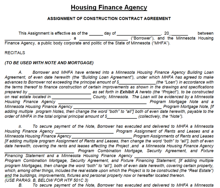 assignment in construction contract