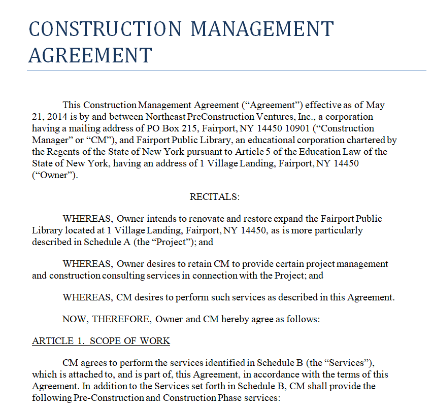 35 FREE Construction Contract Agreement Samples WORD PDF Day To 