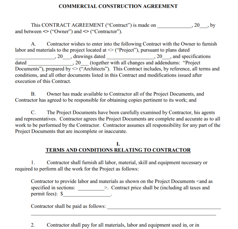 35 Free Construction Contract Agreement Samples Word And Pdf Day To Day Email 8787