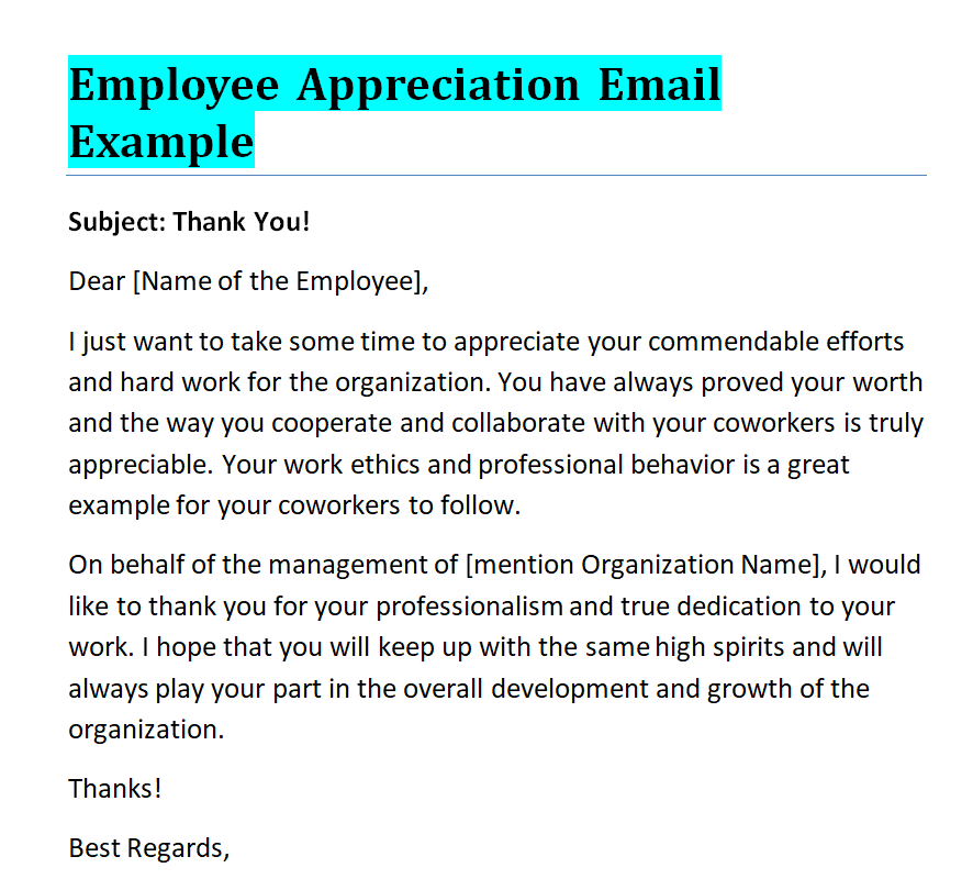 Employee Appreciation Email: 2 Samples   Tips for Writing Day To Day