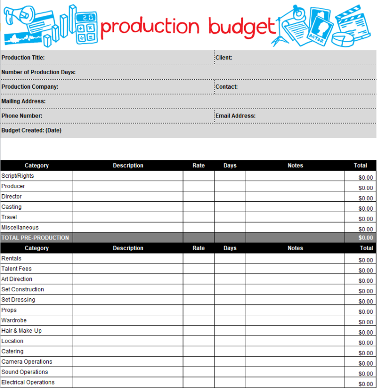 14+ Editable Film Budget Templates [EXCEL & WORD] Day To Day Email