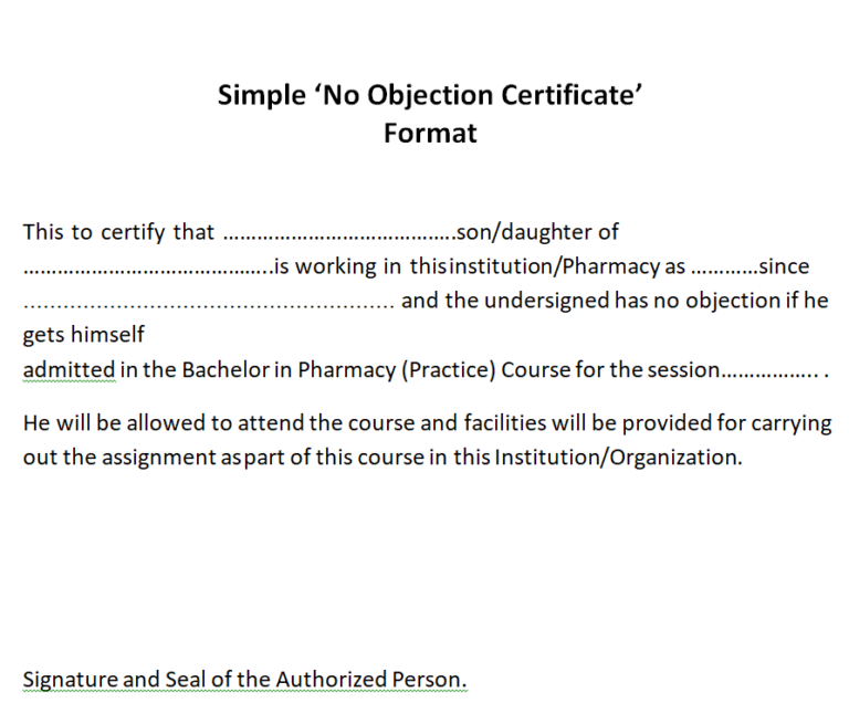 43 Editable No Objection Certificate Noc Formats In Word Day To