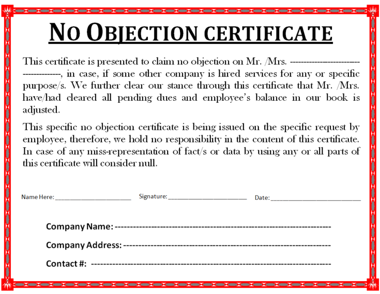 43+ Editable No Objection Certificate (NOC) Formats in WORD - Day To ...