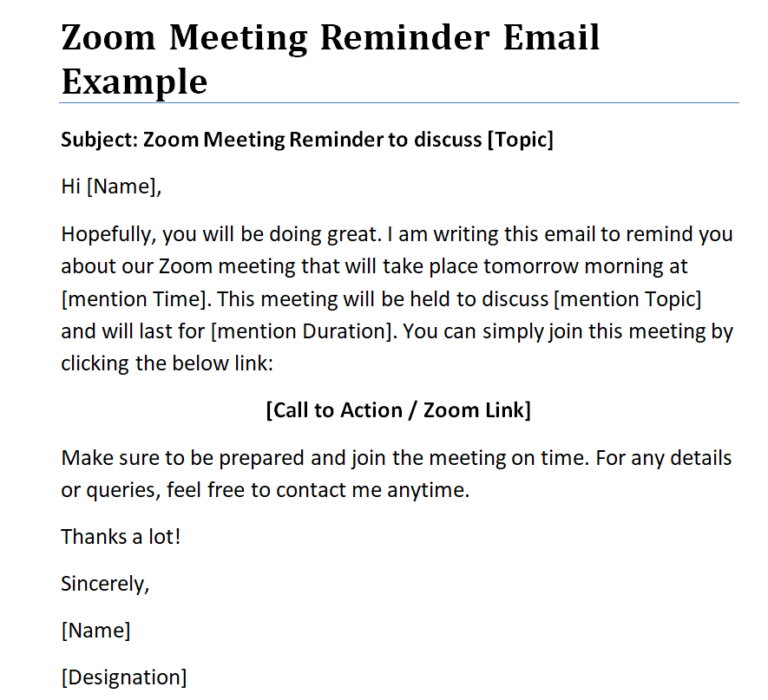 7  Official Zoom Meeting Invitation Email Templates (DOC) Day To Day
