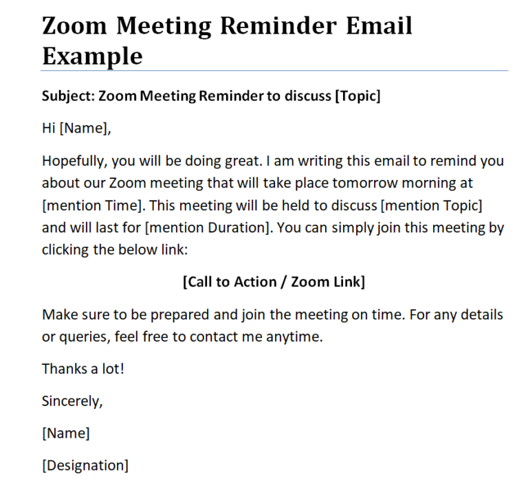 7+ Official Zoom Meeting Invitation Email Templates (DOC) Day To Day Email