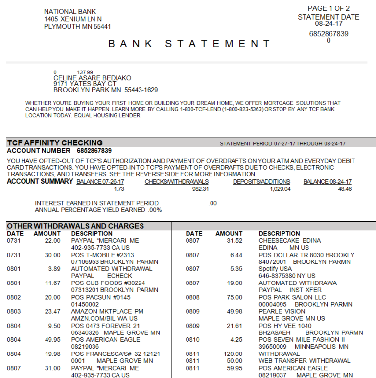 23+ Handy Bank Statement Templates [WORD & EXCEL] - Day To Day Email