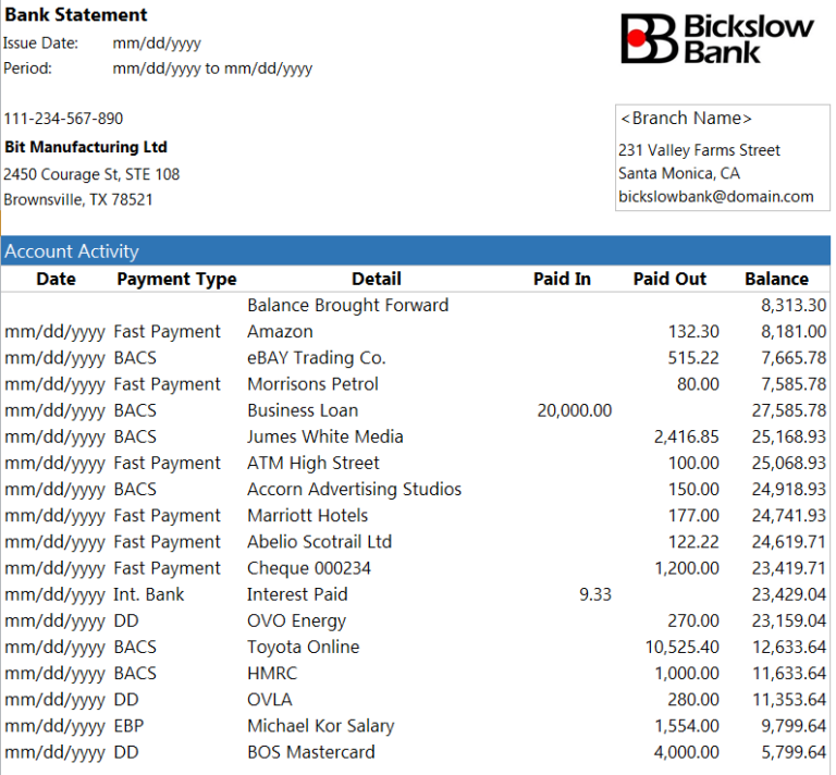 23+ Handy Bank Statement Templates [WORD & EXCEL] - Day To Day Email