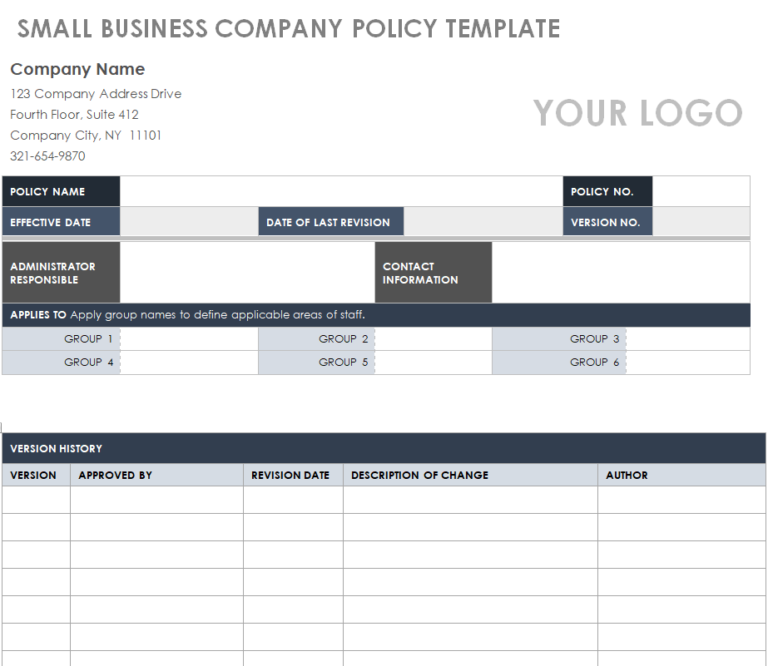 45+ Great Company Policy Samples and Templates [WORD & PDF] - Day To ...