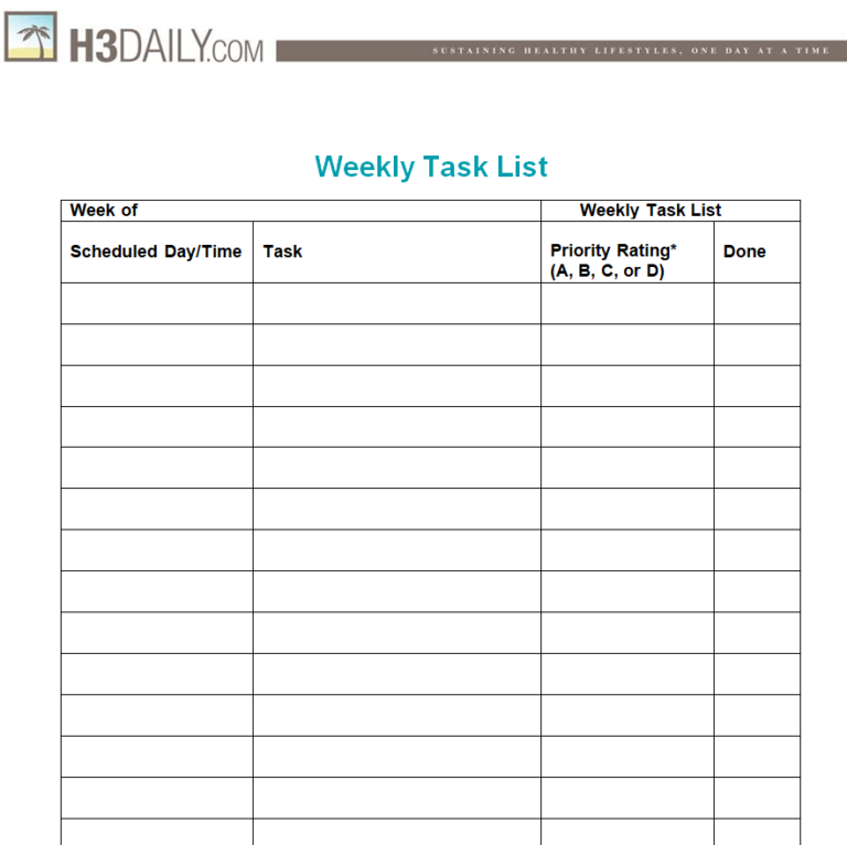 37 Important Task List Templates [in WORD & EXCEL] - Day To Day Email