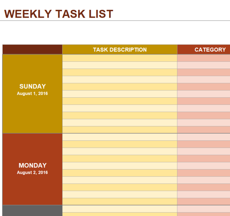 37 Important Task List Templates [in WORD & EXCEL] - Day To Day Email