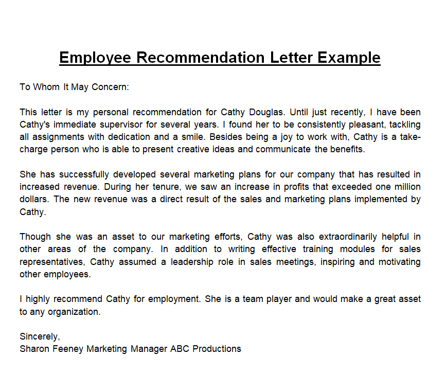 37 Free Employee Recommendation Letter Samples Day To Day Email 