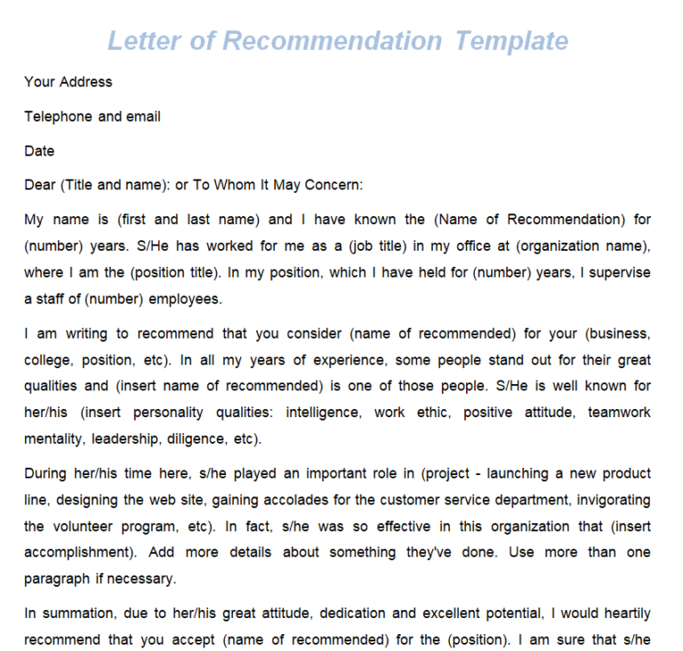 37+ FREE Employee Recommendation Letter Samples - Day To Day Email