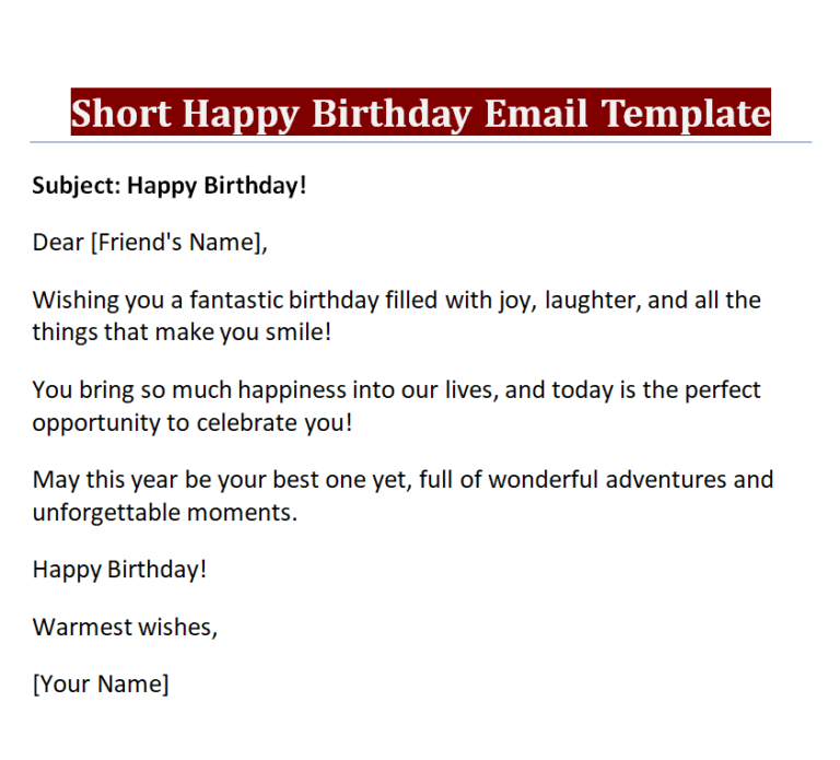 5+ BEST Happy Birthday Email Templates (DOC) Day To Day Email