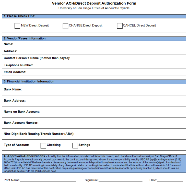 8+ Easily Editable ACH Form Templates in MS WORD - Day To Day Email