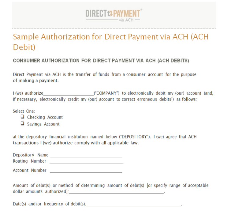 8+ Easily Editable ACH Form Templates In MS WORD - Day To Day Email