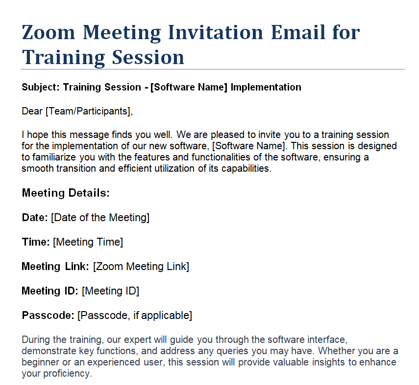 Zoom Meeting Invite Email Template at tarsaigeblog Blog